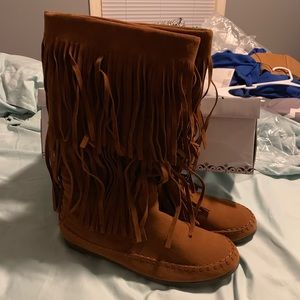 Rampage Capello Fringe Boots - 10M, Cognac